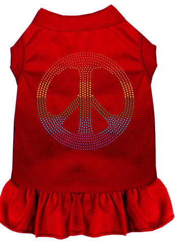 Rhinestone Rainbow Peace Dress Red Xs (8)