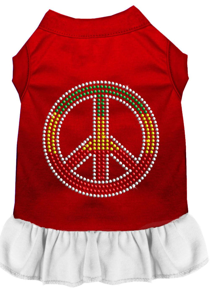 Rhinestone Rasta Peace Dress Red With White Lg (14)