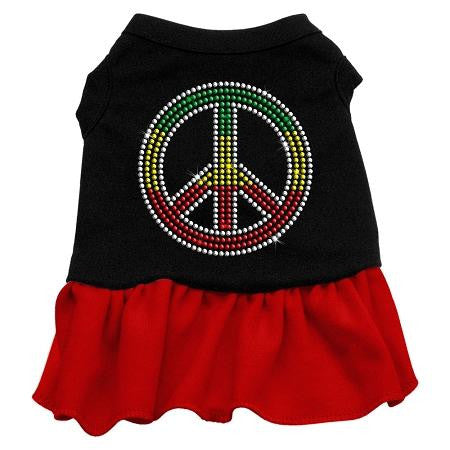 Rhinestone Rasta Peace Dress Black with Red Sm (10)