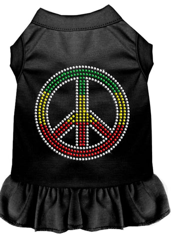 Rhinestone Rasta Peace Dress Black Xs (8)