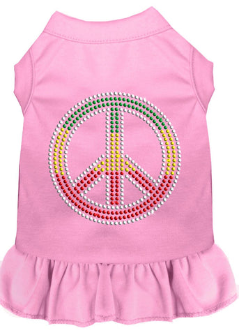 Rhinestone Rasta Peace Dress Light Pink Xs (8)