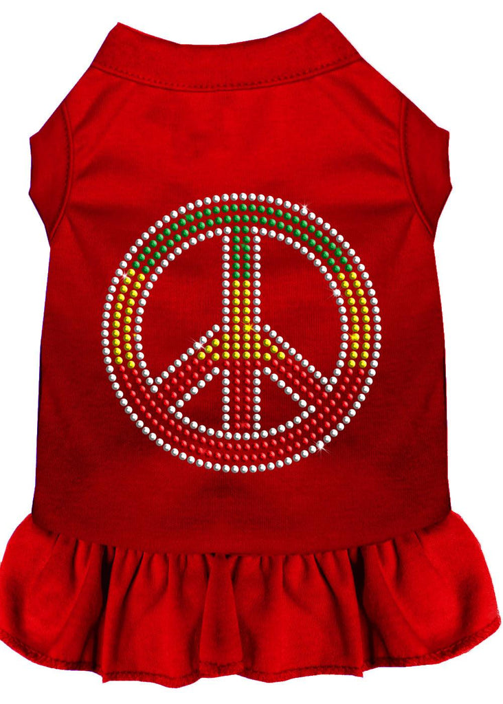 Rhinestone Rasta Peace Dress Red Xs (8)