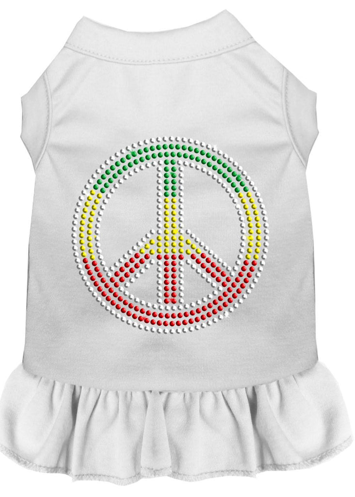 Rhinestone Rasta Peace Dress White Xs (8)