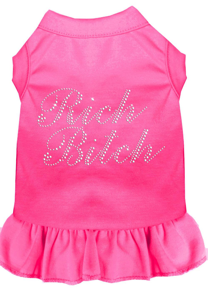 Rhinestone Rich Bitch Dress Bright Pink Lg (14)