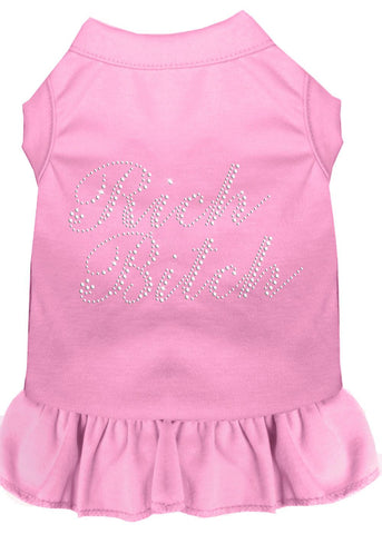 Rhinestone Rich Bitch Dress Light Pink Med (12)