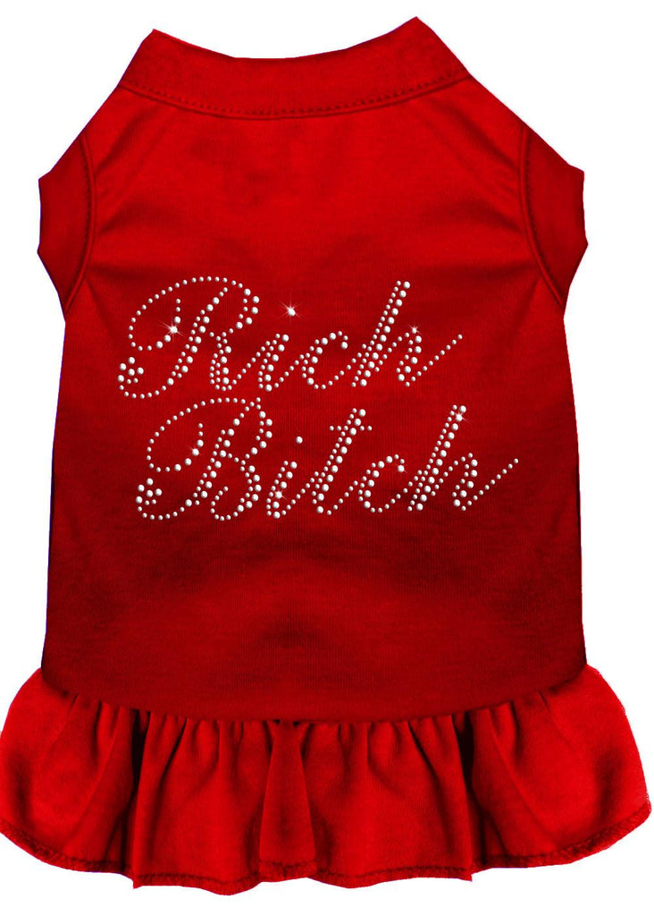 Rhinestone Rich Bitch Dress Red Med (12)