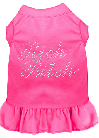 Rhinestone Rich Bitch Dress Bright Pink Xl (16)