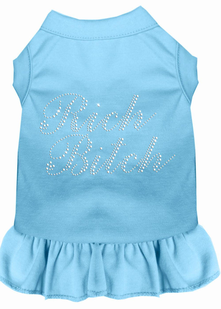 Rhinestone Rich Bitch Dress Baby Blue Xs (8)