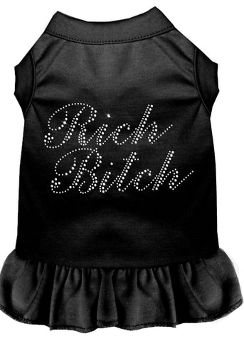 Rhinestone Rich Bitch Dress Black Xs (8)