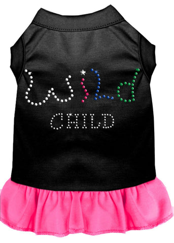 Rhinestone Wild Child Dress Black With Bright Pink Sm (10)