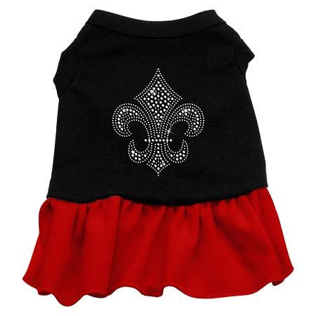 Silver Fleur de Lis Rhinestone Dress Black with Red Lg (14)