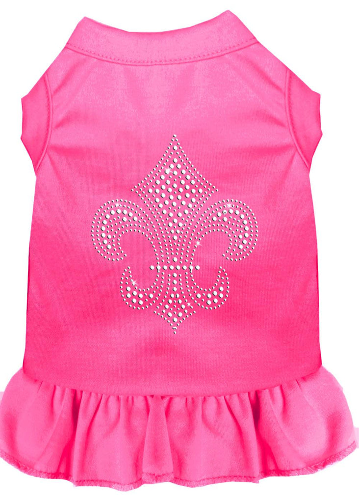 Silver Fleur De Lis Rhinestone Dress Bright Pink Lg (14)