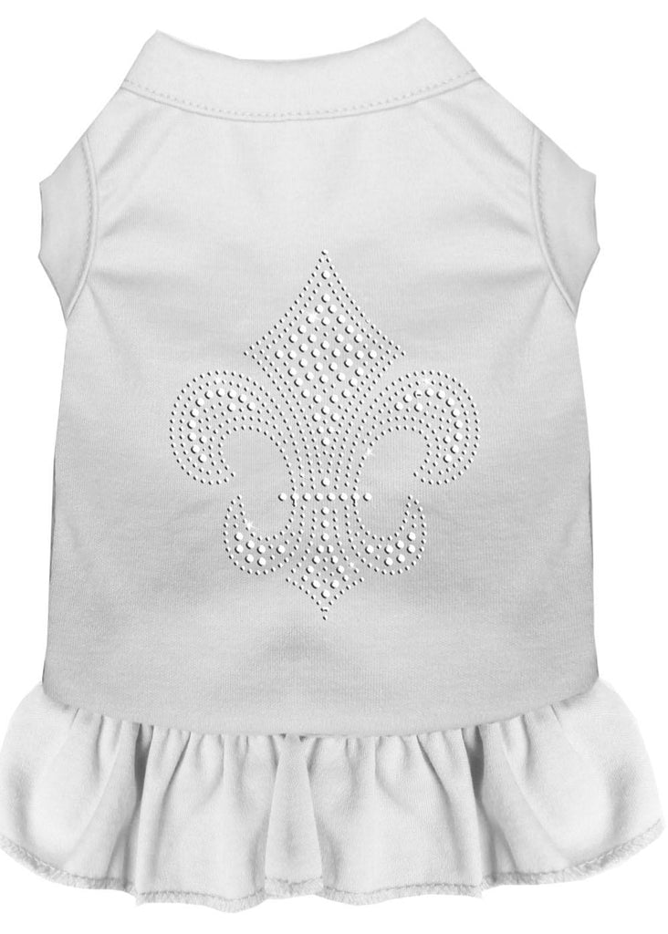 Silver Fleur De Lis Rhinestone Dress White Lg (14)