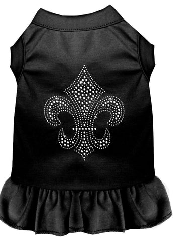 Silver Fleur De Lis Rhinestone Dress Black Xs (8)