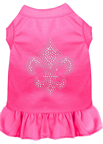 Silver Fleur De Lis Rhinestone Dress Bright Pink Xs (8)