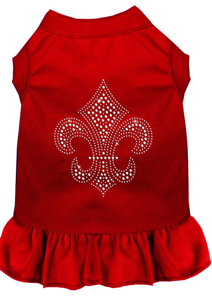 Silver Fleur De Lis Rhinestone Dress Red Xs (8)