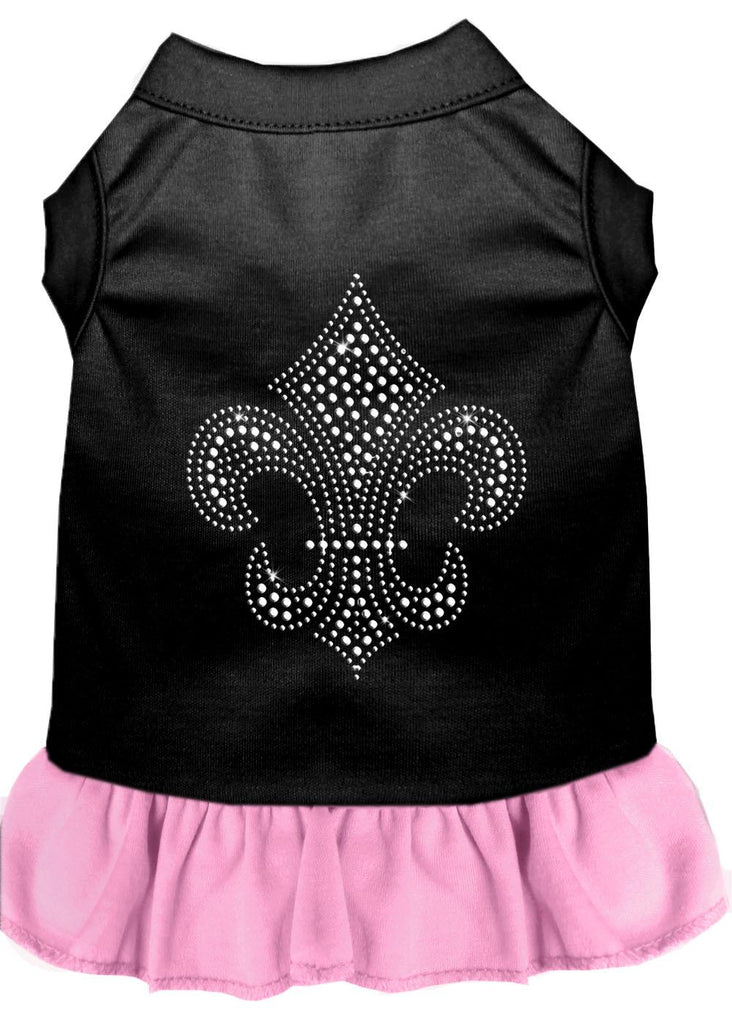 Silver Fleur De Lis Rhinestone Dress Black With Light Pink Xxl (18)