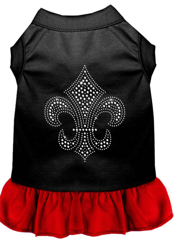 Silver Fleur De Lis Rhinestone Dress Black With Red Xxl (18)