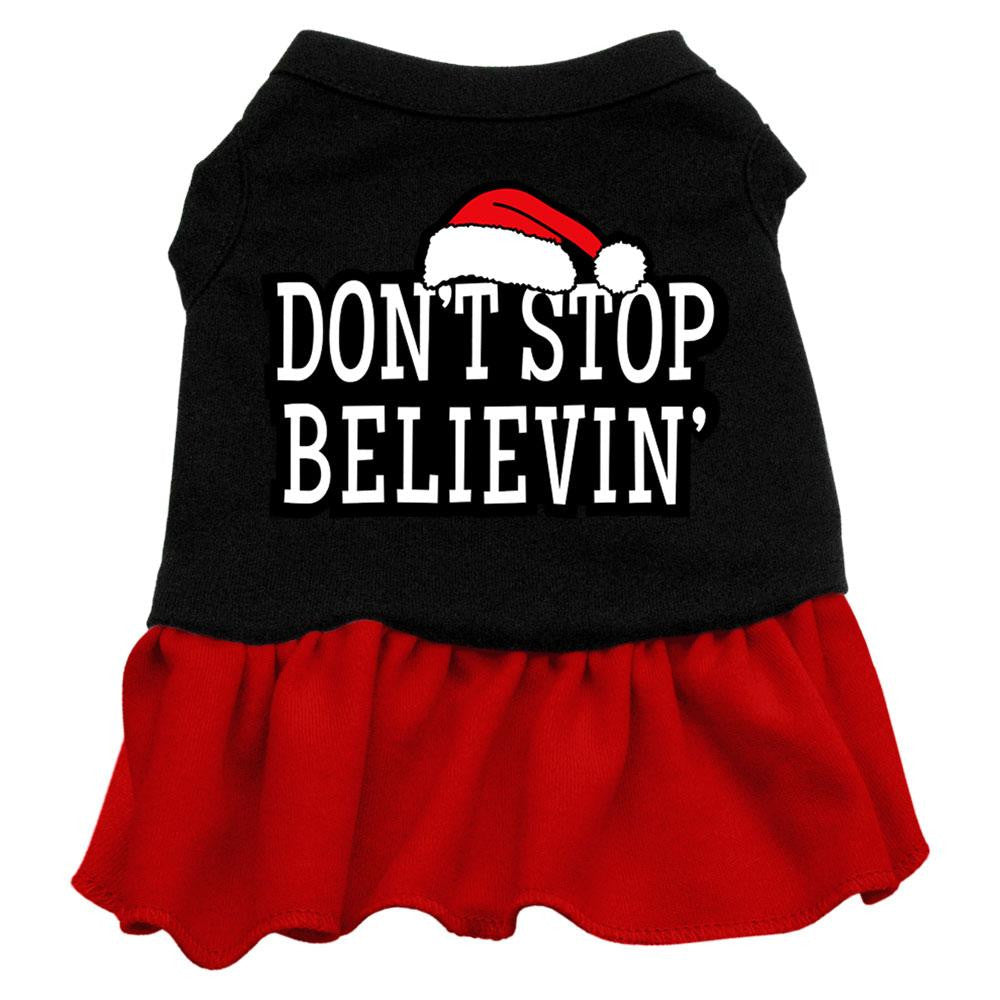 Don't Stop Believin' Screen Print Dress Black with Red Lg (14)