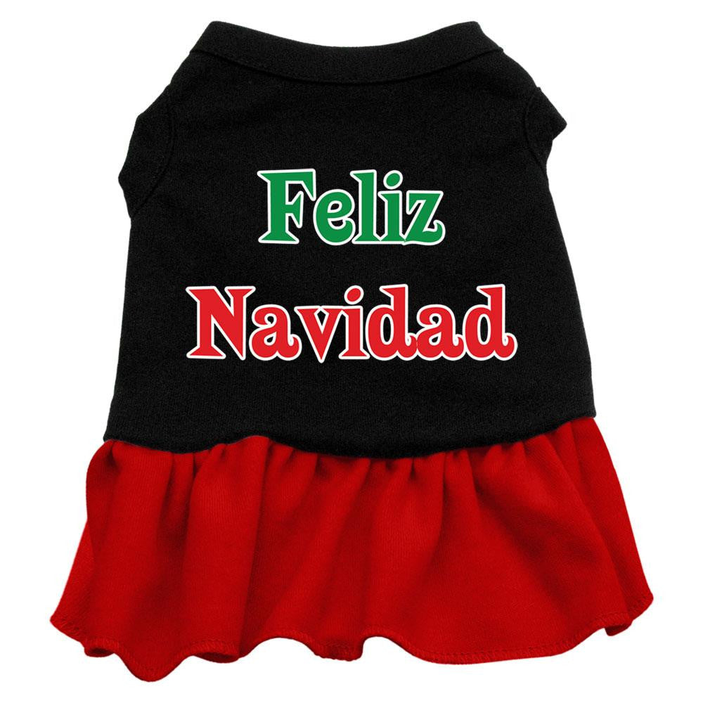 Feliz Navidad Screen Print Dress Black with Red Sm (10)