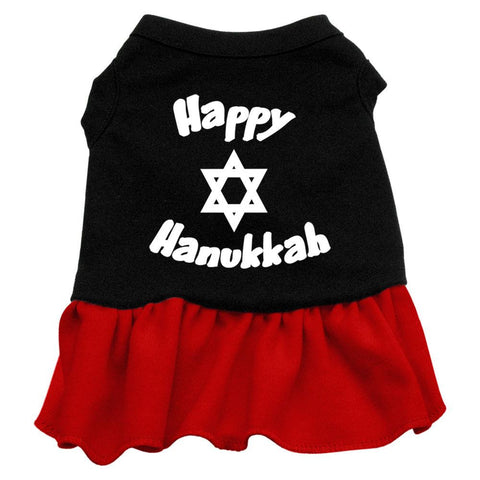 Happy Hanukkah Screen Print Dress Black with Red Med (12)