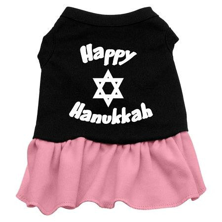 Happy Hanukkah Screen Print Dress Black with Pink Sm (10)