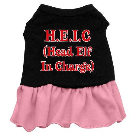 Head Elf in Charge Screen Print Dress Black with Pink Sm (10)