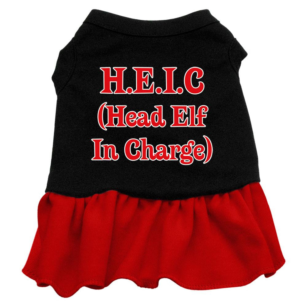 Head Elf in Charge Screen Print Dress Black with Red XXL (18)