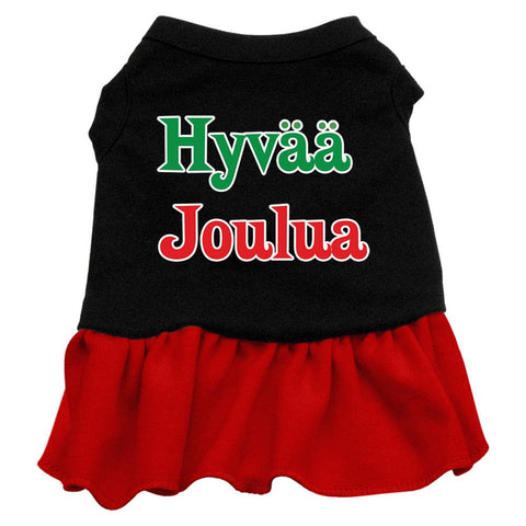 Hyvaa Joulua Screen Print Dress Black with Red Med (12)