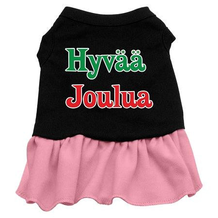 Hyvaa Joulua Screen Print Dress Black with Pink XS (8)