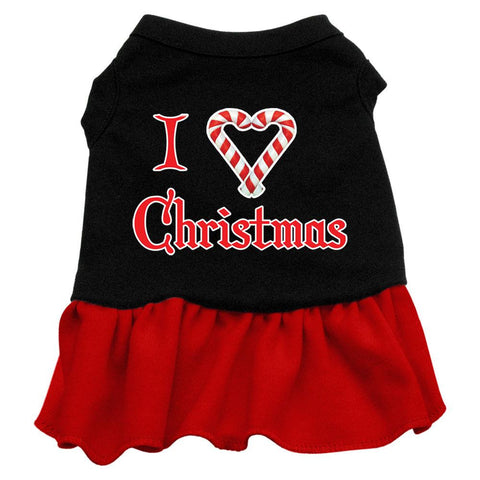 I Love Christmas Screen Print Dress Black with Red Lg (14)