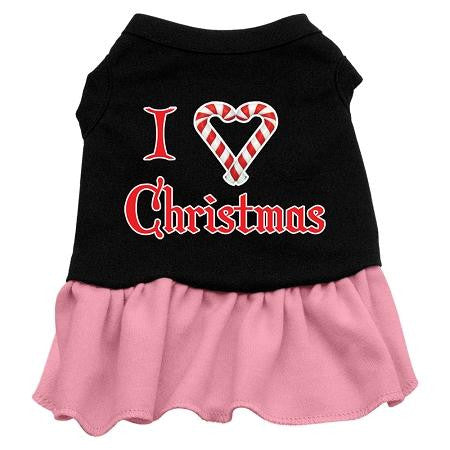 I Love Christmas Screen Print Dress Black with Pink Sm (10)