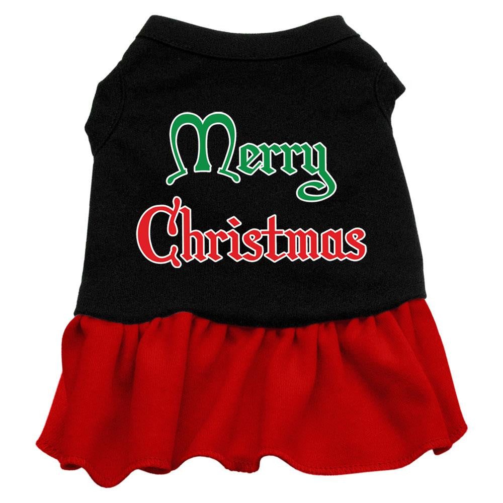 Merry Christmas Screen Print Dress Black with Red Med (12)