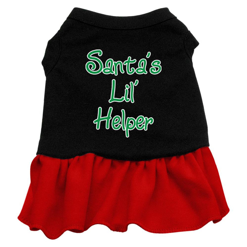 Santa's Lil Helper Screen Print Dress Black with Red Lg (14)