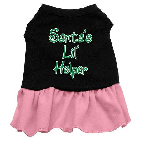 Santa's Lil Helper Screen Print Dress Black with Pink XL (16)