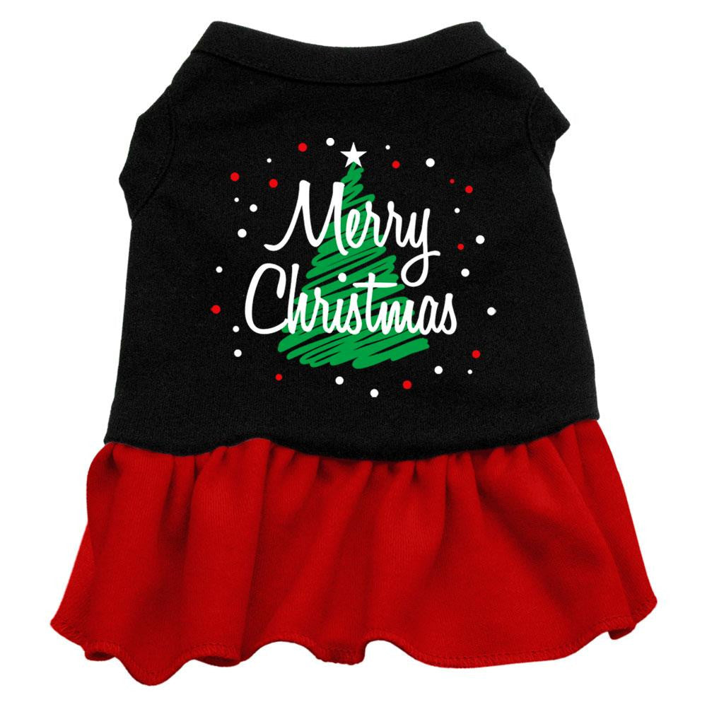 Scribble Merry Christmas Screen Print Dress Black with Red Sm (10)