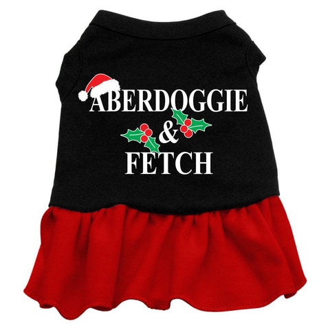 Aberdoggie Christmas Screen Print Dress Black with Red Lg (14)