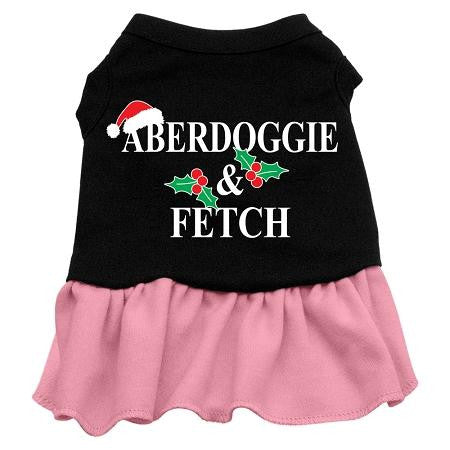 Aberdoggie Christmas Screen Print Dress Black with Pink XL (16)