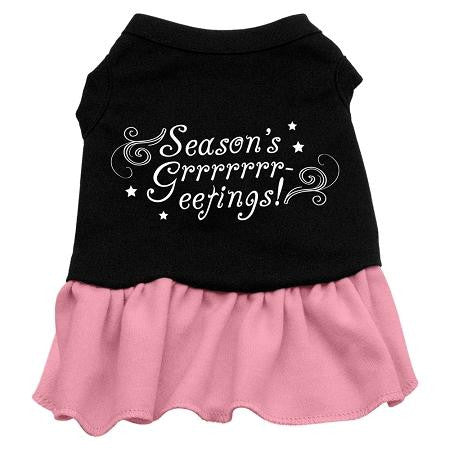 Seasons Greetings Screen Print Dress Black with Pink Lg (14)