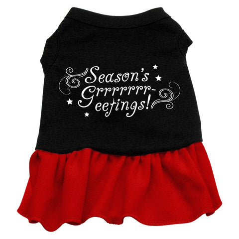 Seasons Greetings Screen Print Dress Black with Red Sm (10)