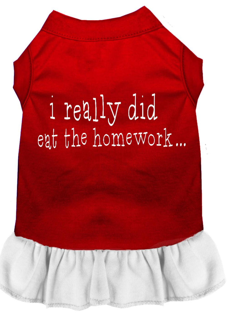 I Really Did Eat The Homework Screen Print Dress Red With White Med (12)