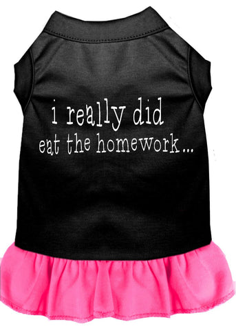 I Really Did Eat The Homework Screen Print Dress Black With Bright Pink Xl (16)