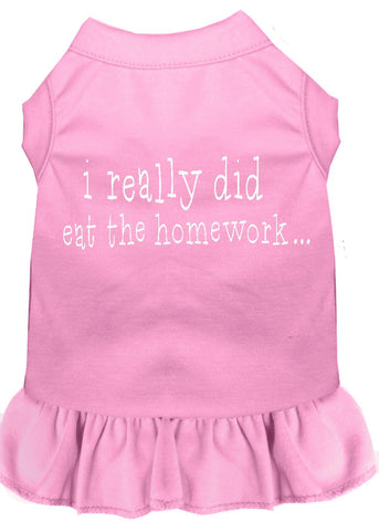 I Really Did Eat The Homework Screen Print Dress Light Pink Xs (8)