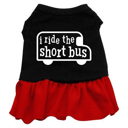 I ride the short bus Screen Print Dress Black with Red Lg (14)