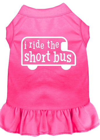 I Ride The Short Bus Screen Print Dress Bright Pink Lg (14)