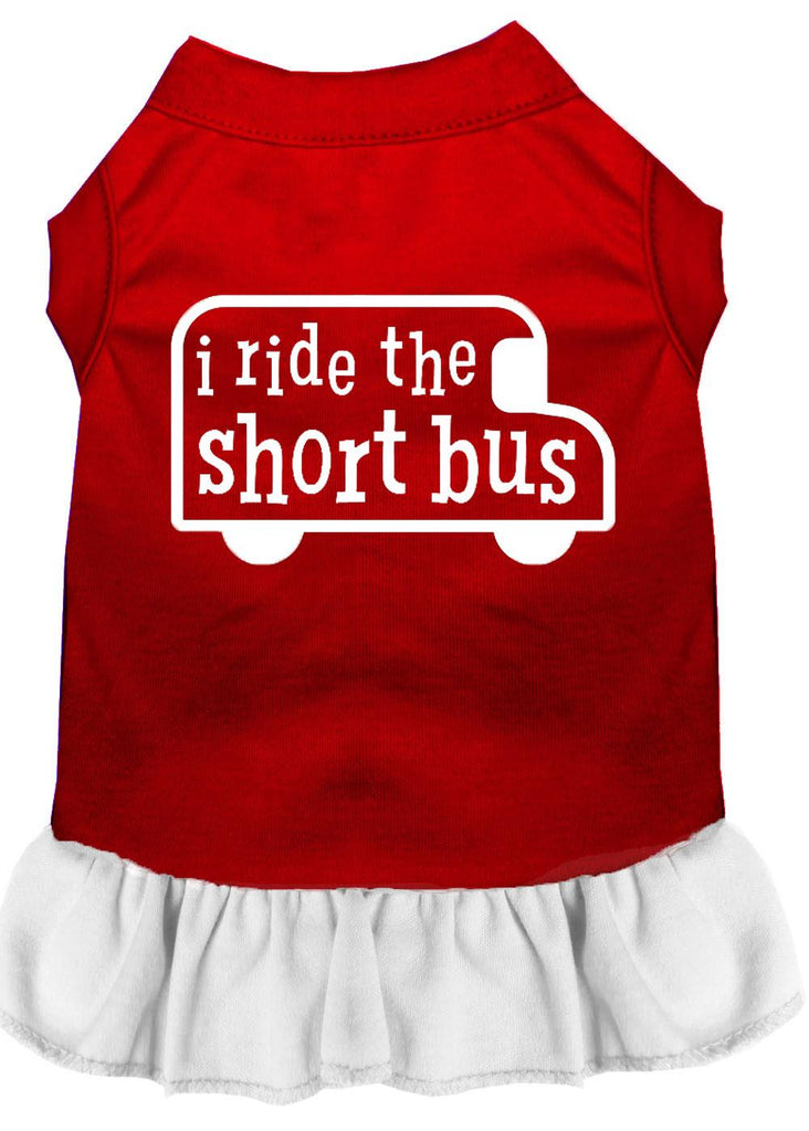 I Ride The Short Bus Screen Print Dress Red With White Med (12)