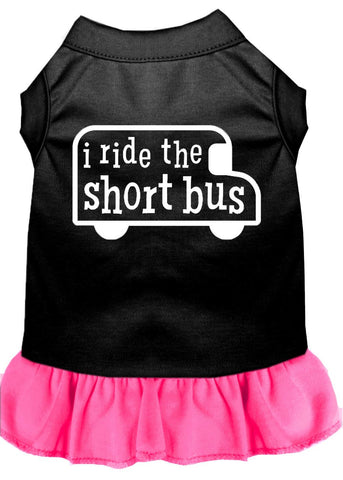 I Ride The Short Bus Screen Print Dress Black With Bright Pink Sm (10)