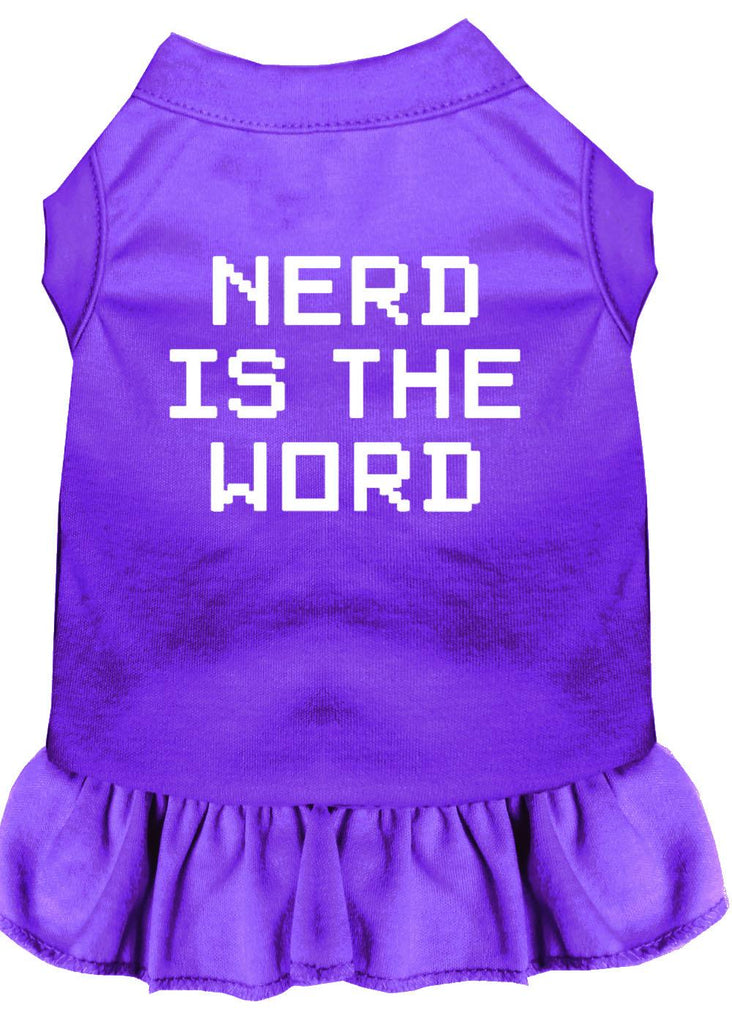 Nerd Is The Word Screen Print Dress Purple Lg (14)