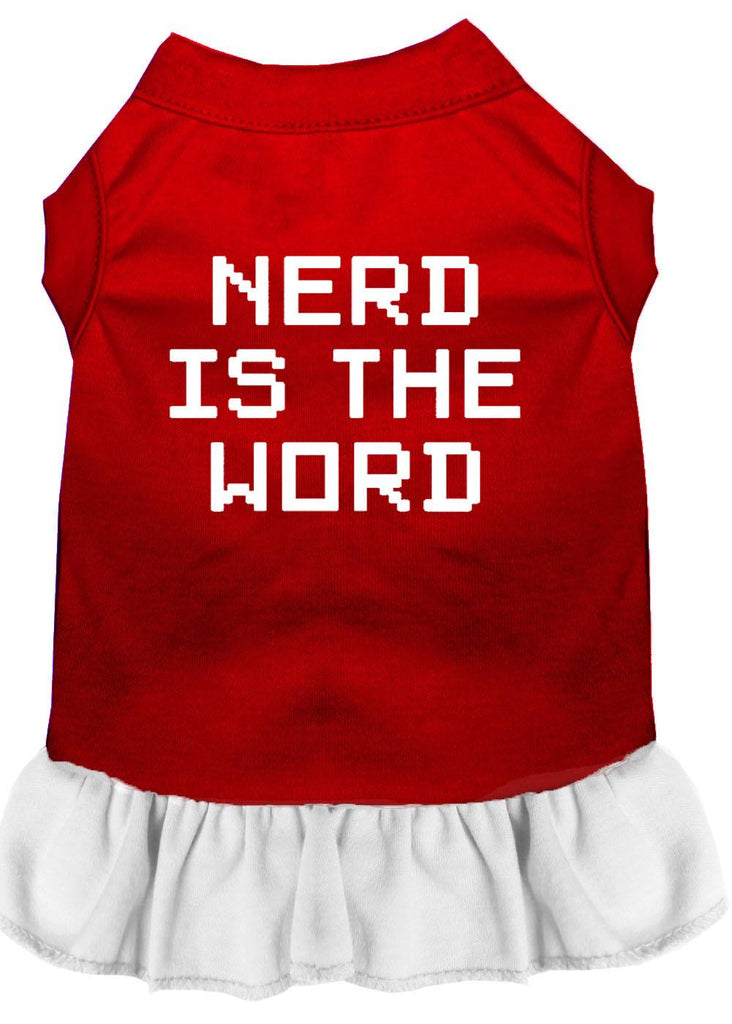 Nerd Is The Word Screen Print Dress Red With White Lg (14)