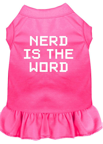 Nerd Is The Word Screen Print Dress Bright Pink Sm (10)